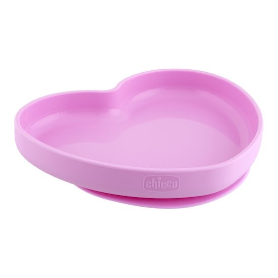 Chicco Assiette coeur en silicone avec ventouse rose 