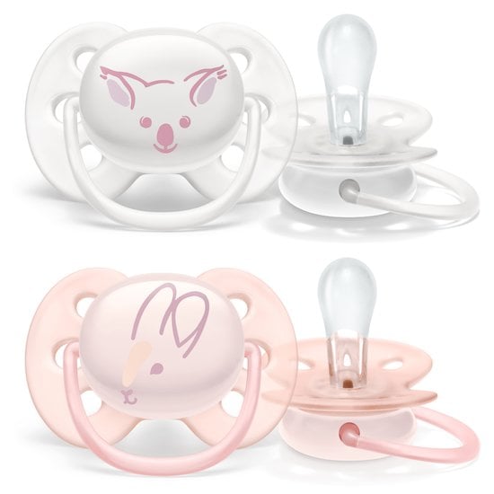 Philips Avent 2 sucettes ultra douces Lapin / Blanc 0-6 mois