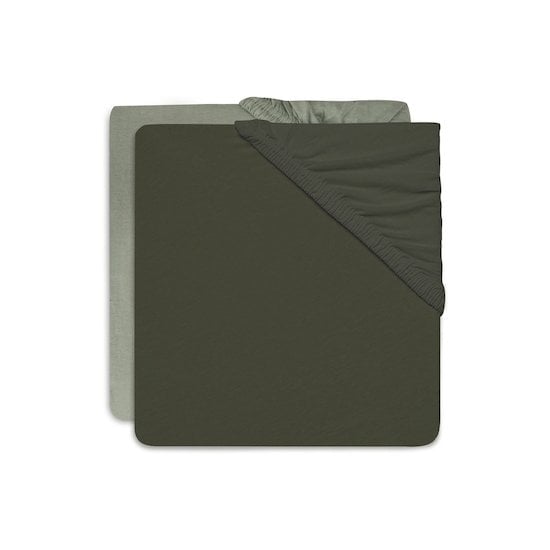 Jollein Lot de 2 draps housse jersey Ash/Leaf Green 60x120 cm