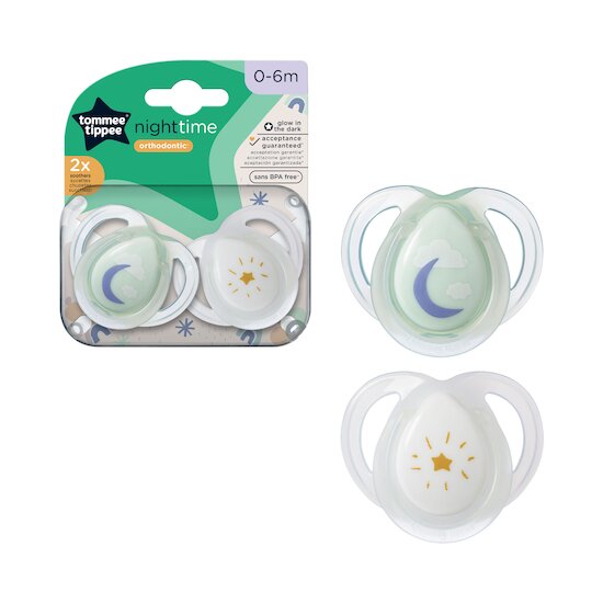 Tommee Tippee 2 sucettes Closer to Nature nuit mixte  0-6 mois