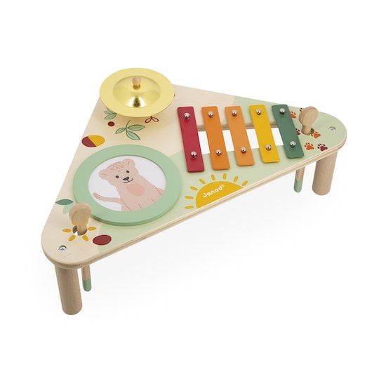Janod Table Musicale en bois avec 3 Jouets Musicaux Multicolore 