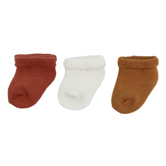 Trois Kilos Sept Lot 3 paires de chaussettes maille bouclette Terracotta Ecru Camel  0-6 mois