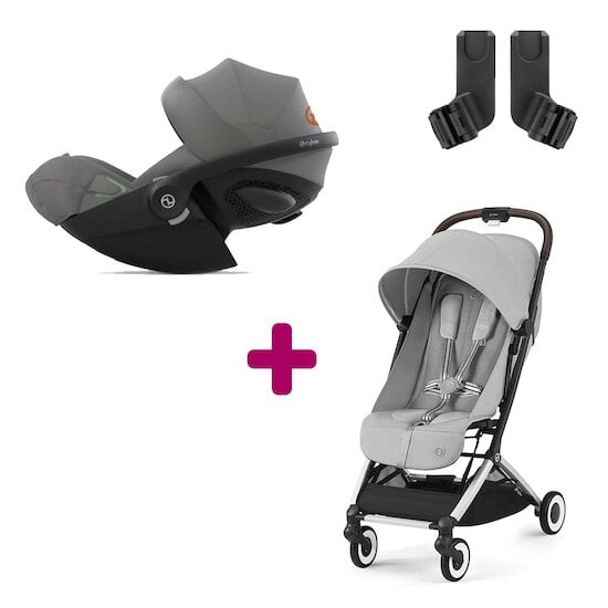 Cybex Pack Poussette Duo Orfeo Fog Grey + adaptateurs + Coque Cloud G i-Size Lava Grey  