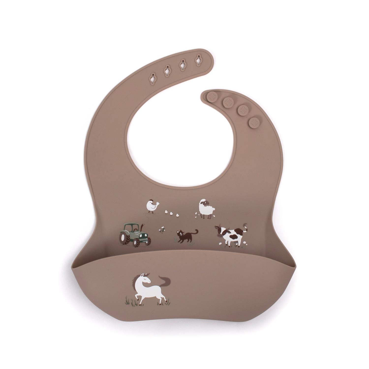 Bavoir silicone imprimé A la ferme MULTICOLORE Filibabba