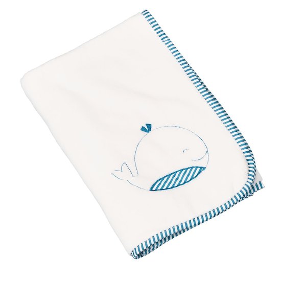 Sauthon Couverture Blue baleine Blanc 