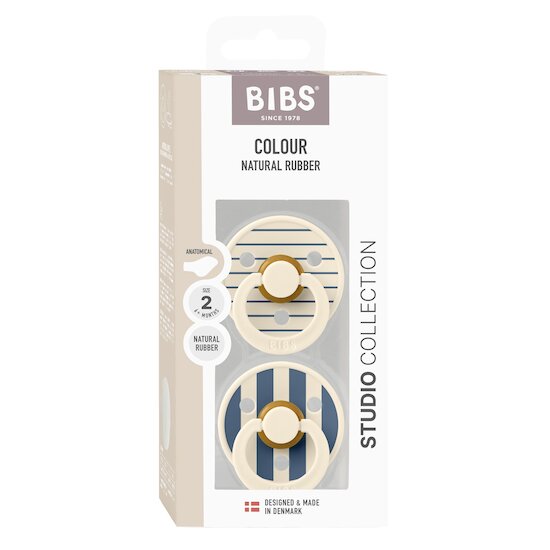 BIBS BIBS x Liberty Tétine Colour 2 Pack Caoutchouc naturel Anatomique Ivory/Steel Blue 6-18 mois