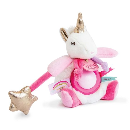 Doudou & Compagnie Veilleuse peluche Lucie la licorne  20 cm