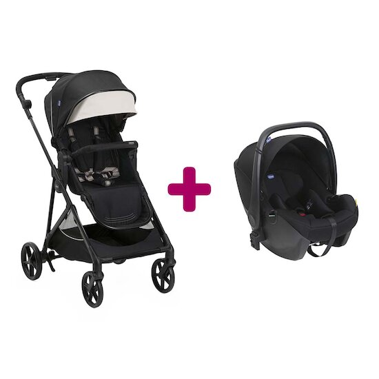 Chicco Pack poussette Duo Seety Etna black + coque Kory Essential black  