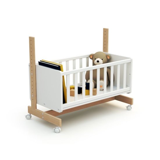 AT4 Berceau Cododo Confort Blanc et Hêtre  AT4 Berceau Cododo Confort Blanc et Hêtre