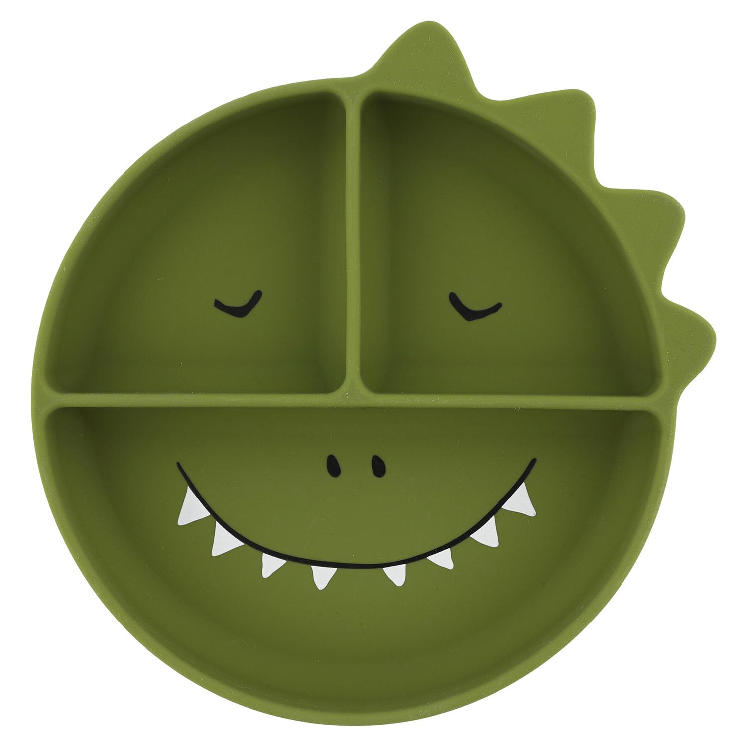 Assiette avec ventouse en silicone et compartiments VERT Trixie