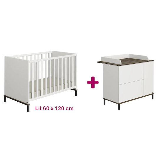Yuny by Paidi Chambre bébé duo Lovely Aliv : lit 60x120, commode   Yuny by Paidi Chambre bébé duo Lovely Aliv : lit 60x120, commode