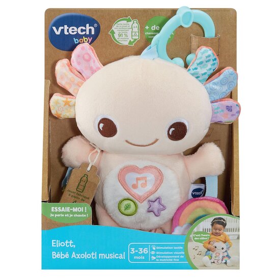 Vtech Baby Peluche musicale Eliott bébé axolotl Multicolore  Vtech Baby Peluche musicale Eliott bébé axolotl Multicolore
