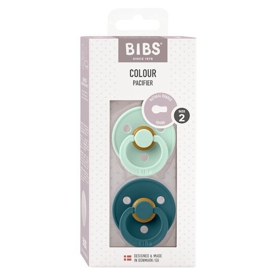 BIBS Tétines Colour 2 Pack Caoutchouc naturel Nordic Mint/Forest Lake 