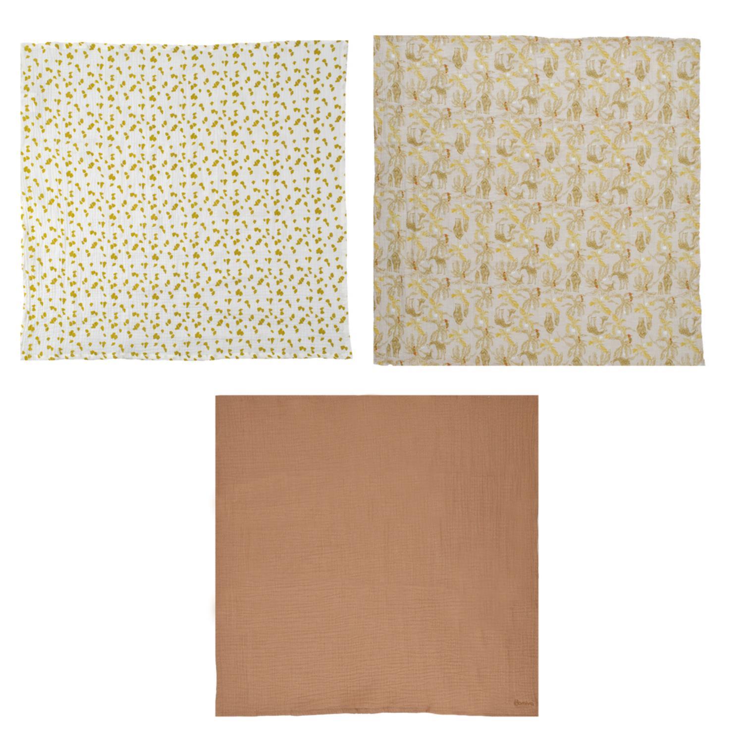 Lot 3 Langes Mousseline BEIGE Domiva