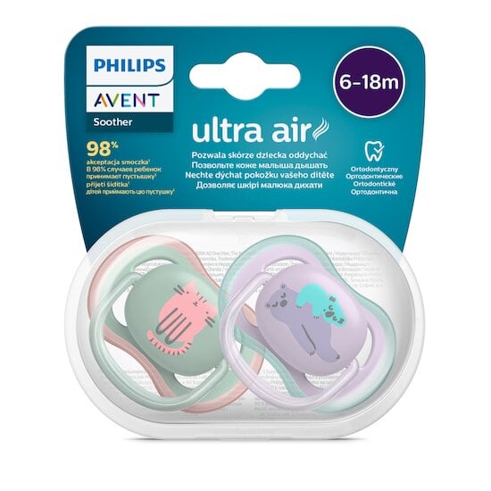 Philips Avent Sucette ultra air Animaux 6-18 mois