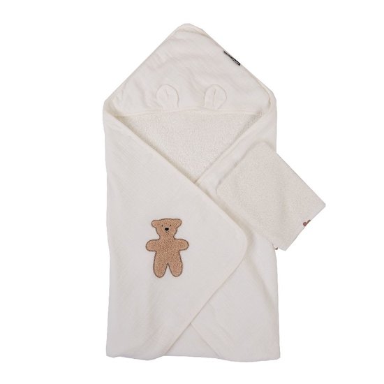 Childhome Cape de bain avec gant beige/ecru 80x80 cm