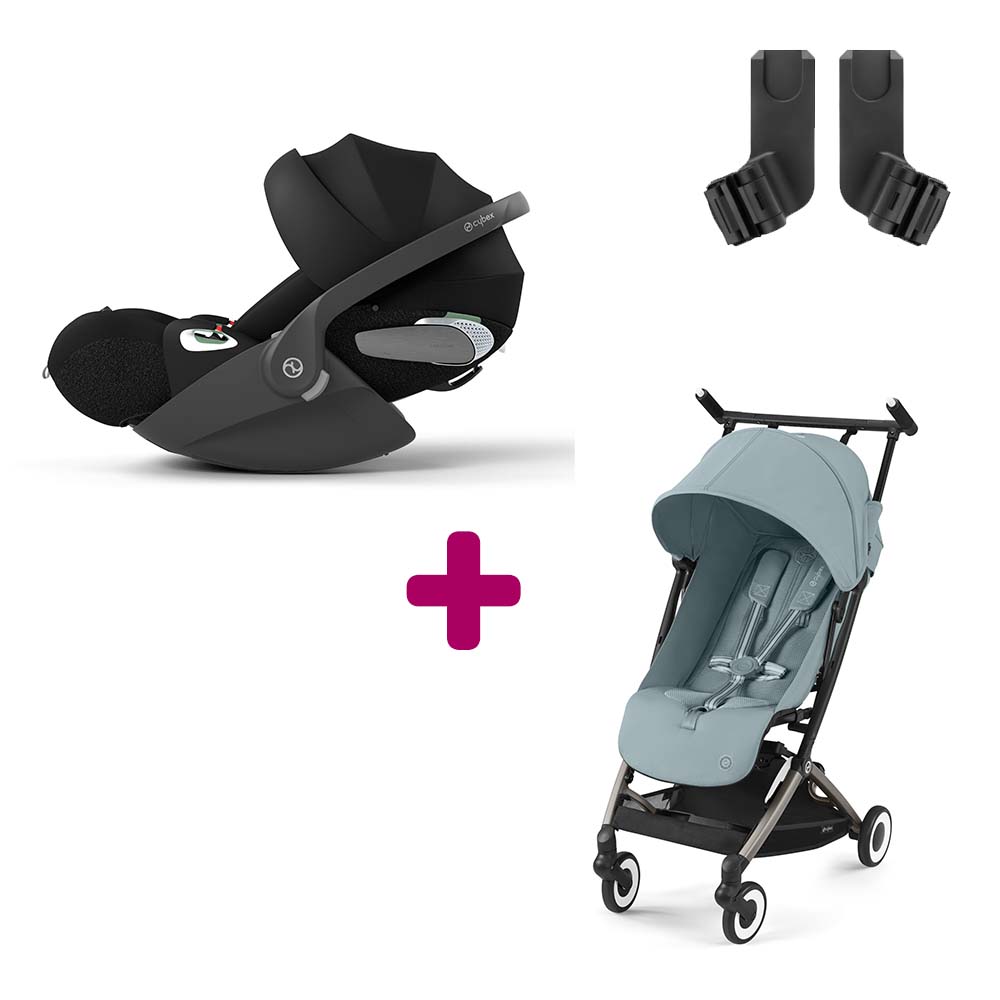 Cybex - Pack Poussette Duo Libelle Stormy Blue + adaptateurs + Coque Cloud T i-Size Sepia Black  Cybex