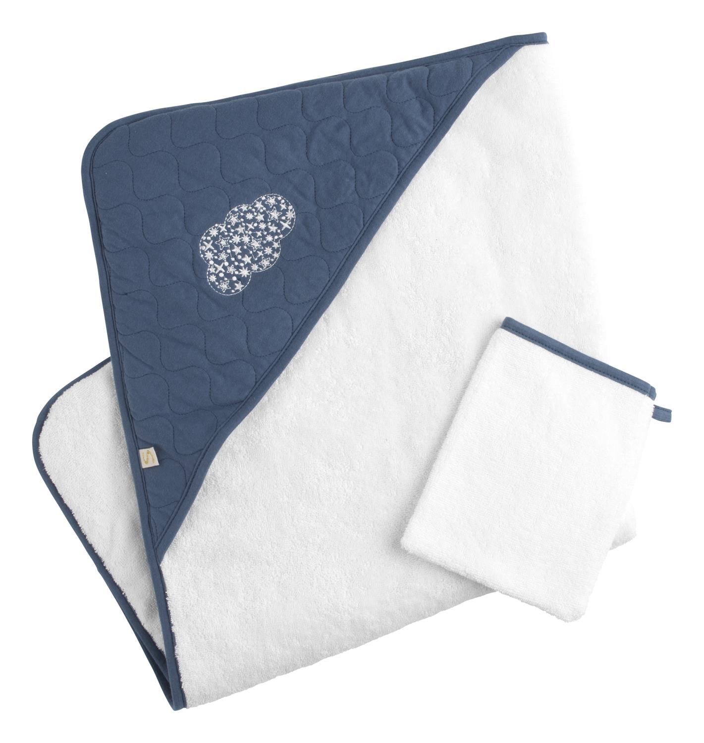 Cape de Bain Plus Gant Petit Nuage BLEU Sauthon