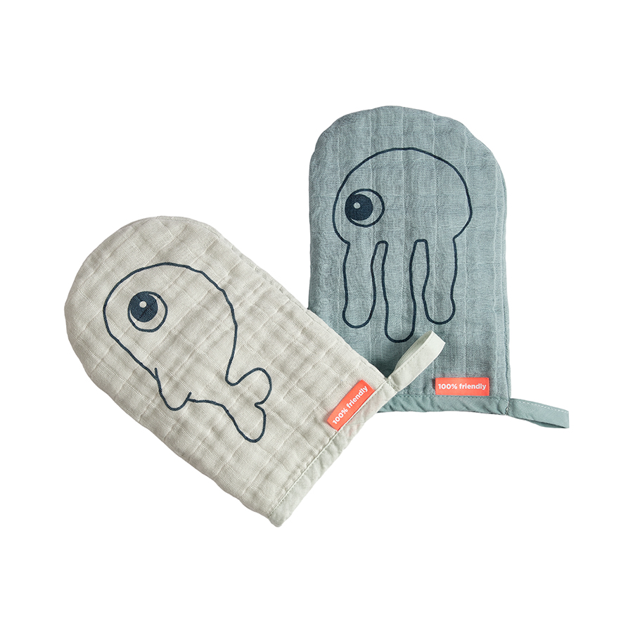 Gant de toilette Sea friends set de 2 BLEU Done by Deer