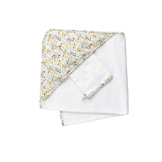 Sauthon Cape de bain avec gant Promenons nous Blanc 