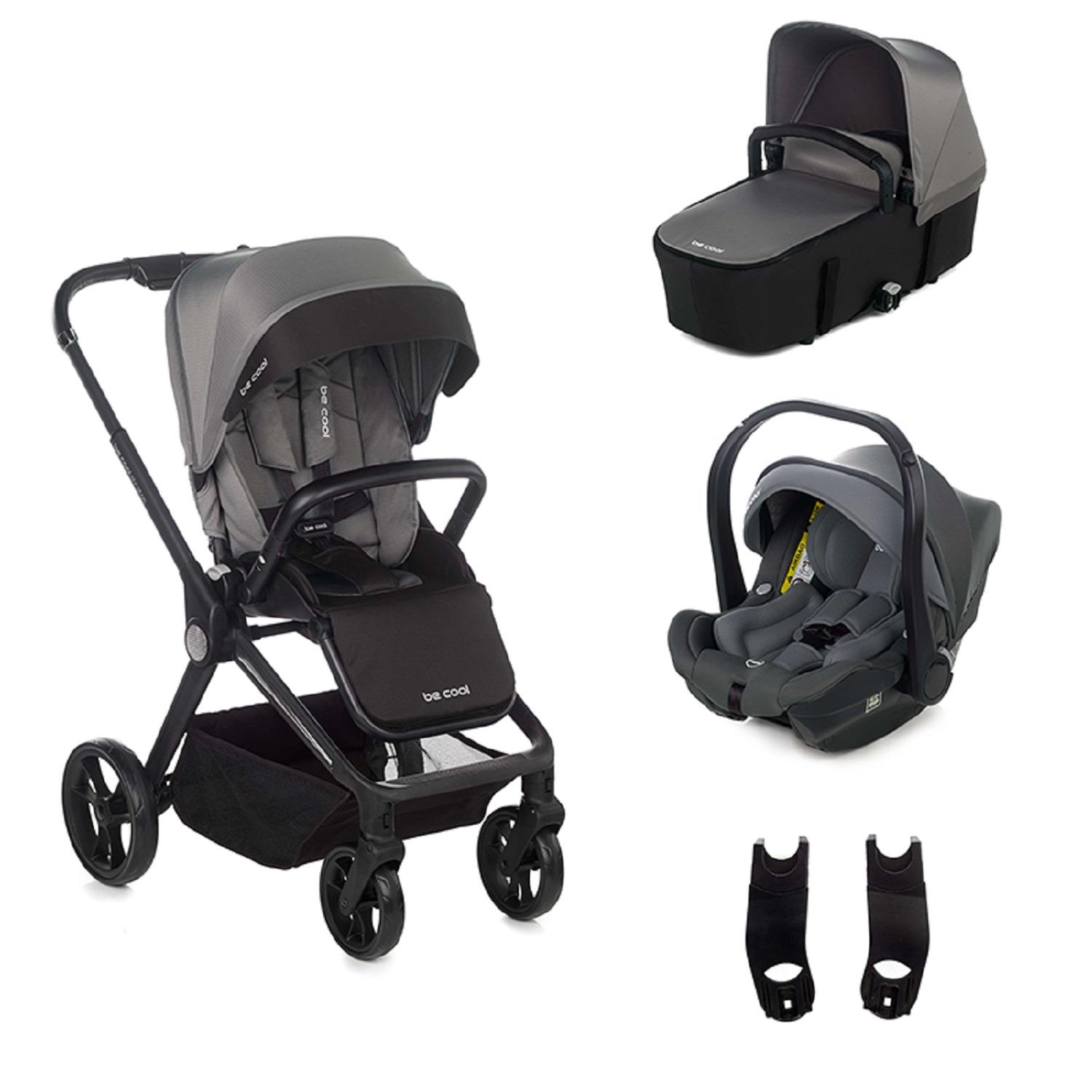 Poussette Trio Stratos avec Nacelle et coque Travel Carrier GRIS Be cool