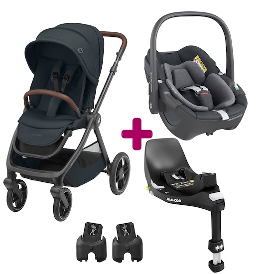 Maxi Cosi Pack poussette duo Oxford + coque Pebble 360 Essential Graphite + base familyFix 360  