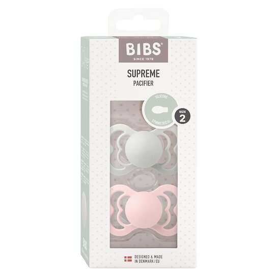 BIBS Tétines Supreme 2 Pack Silicone Haze/Blossom 