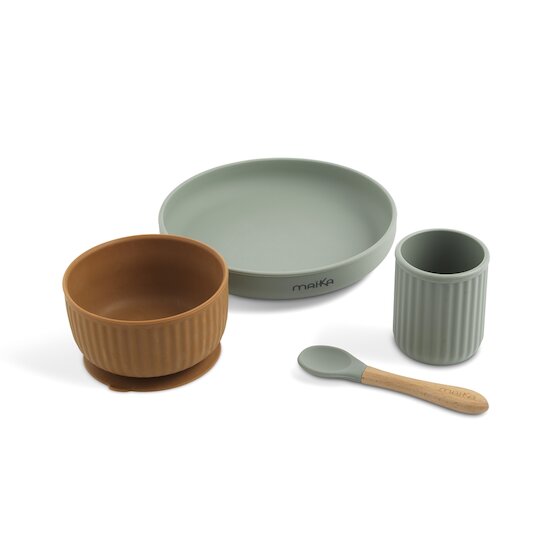 Maïka Coffret repas silicone Vert  Maïka Coffret repas silicone Vert