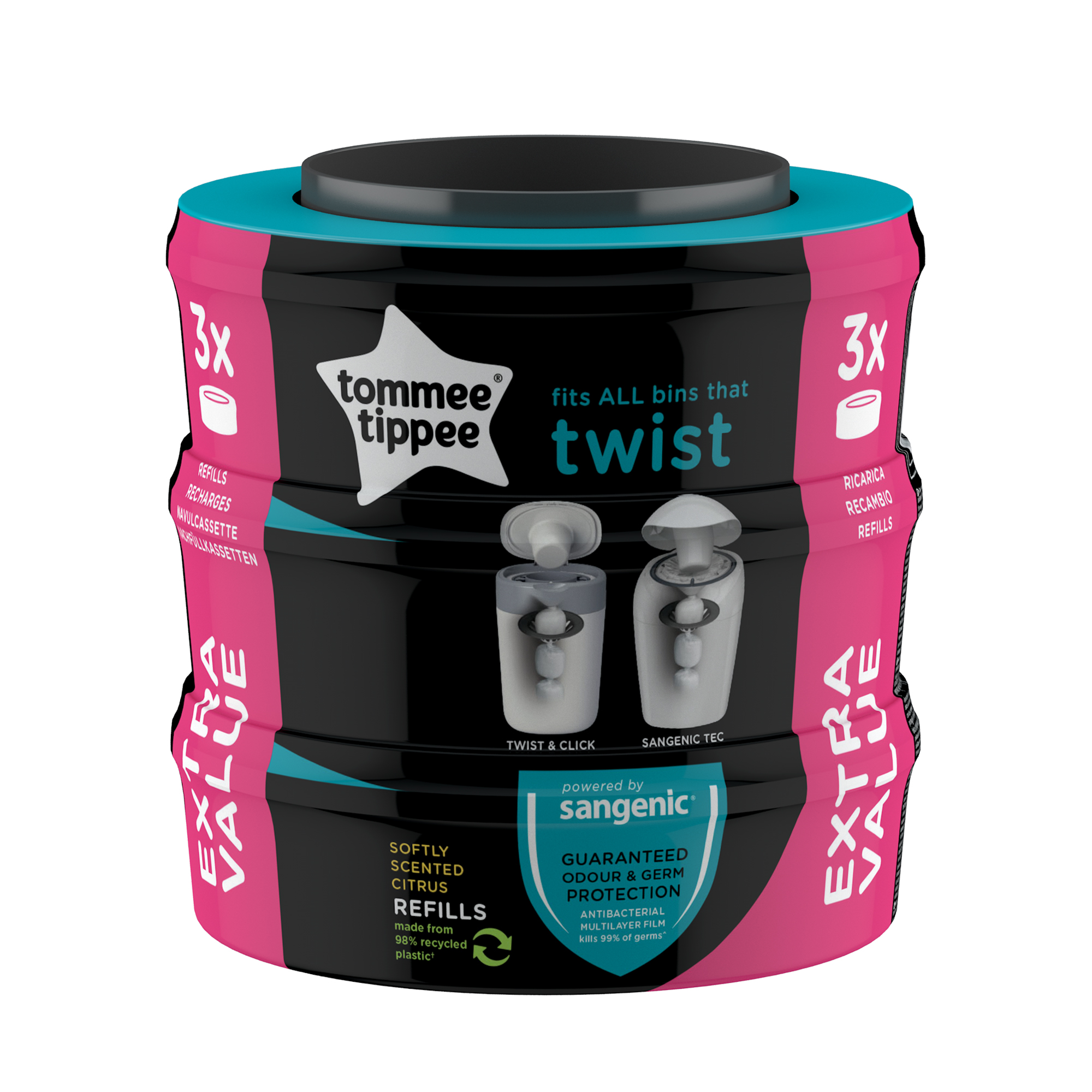 3 recharges Twist & Click MULTICOLORE Tommee Tippee