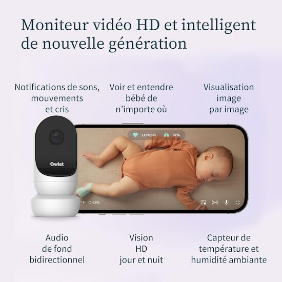 Owlet Babyphone audio avec vidéo HD Cam 2 blanc  Owlet Babyphone audio avec vidéo HD Cam 2 blanc