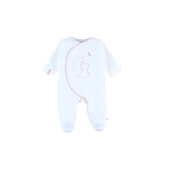 Pyjama bébé blanc 1 mois col motif végétal Promenons nous - Made