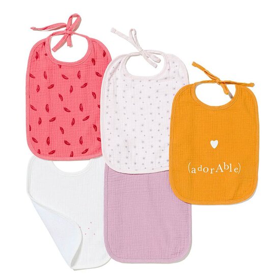 Maïka Lot 5 bavoirs 2eme age Violet/Mauve  Maïka Lot 5 bavoirs 2eme age Violet/Mauve