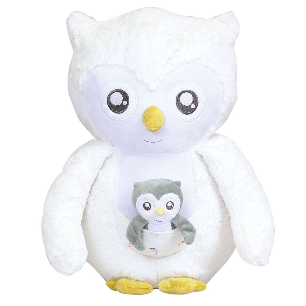Trois Kilos Sept - Grande peluche Chouette et son bébé Cache cache en fôret BLANC Trois Kilos Sept