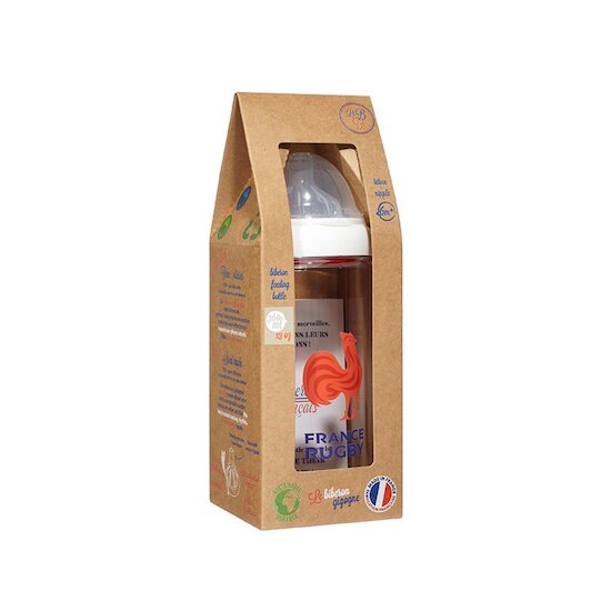Le biberon Français Biberon anti-colique Logo XV Coq rouge transparent 360 ml Le biberon Français Biberon anti-colique Logo XV Coq rouge transparent 360 ml