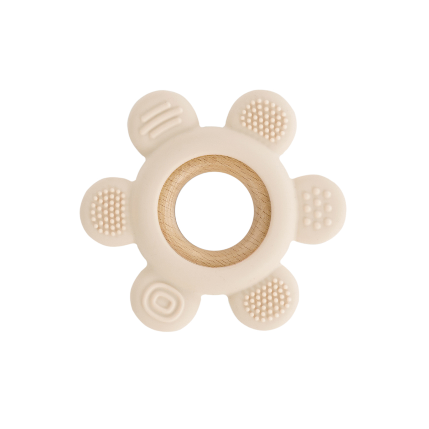 Anneau de dentition en silicone et bois BEIGE Jané