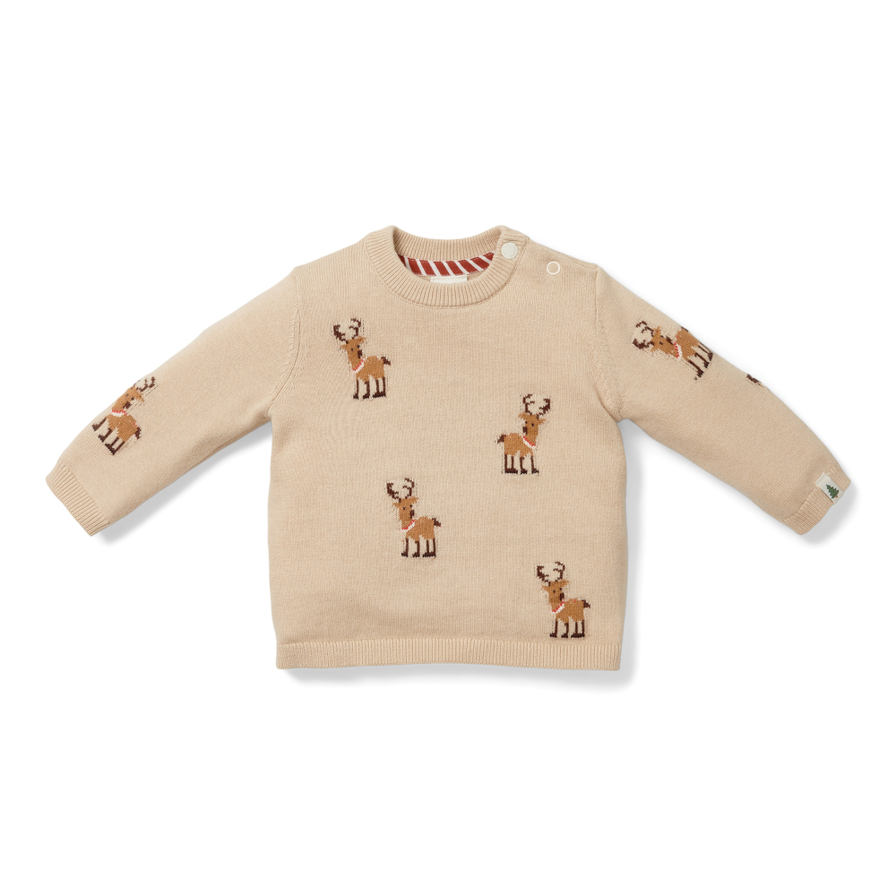 LITTLE DUTCH - Pull-over de Noël tricoté avec des rennes MARRON Little Dutch