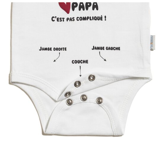 P’tit bisou Body manches longue Papa Ecru Lys  P’tit bisou Body manches longue Papa Ecru Lys