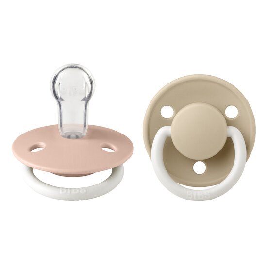 BIBS Tétines De Lux 2 Pack Silicone Blush Glow/Vanilla Glow 