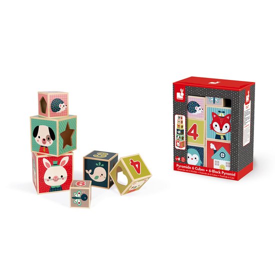 Janod Pyramide 6 cubes Baby Forest   Janod Pyramide 6 cubes Baby Forest