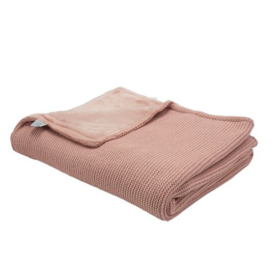 Trois Kilos Sept Couverture tricot flanelle Vieux Rose 75x100 cm