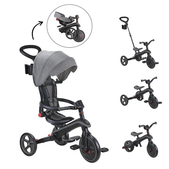 Globber Tricycle Explorer Pliable 4 en 1 V2 Noir / Gris   Globber Tricycle Explorer Pliable 4 en 1 V2 Noir / Gris