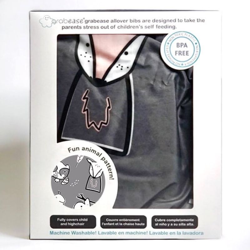 Grabease - Bavoir intégral couvrant bébé et chaise haute GRIS Grabease