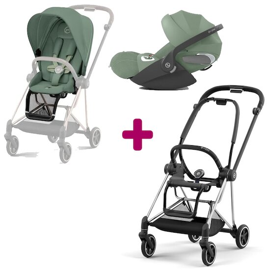 Cybex Pack duo Châssis poussette Mios chrome black +Siège + Cloud T i-size tissus plus Leaf Green  