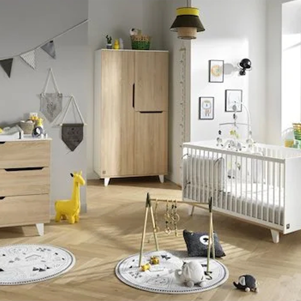 Chambre bébé complète Baltic : lit 60x120, commode, armoire Sauthon