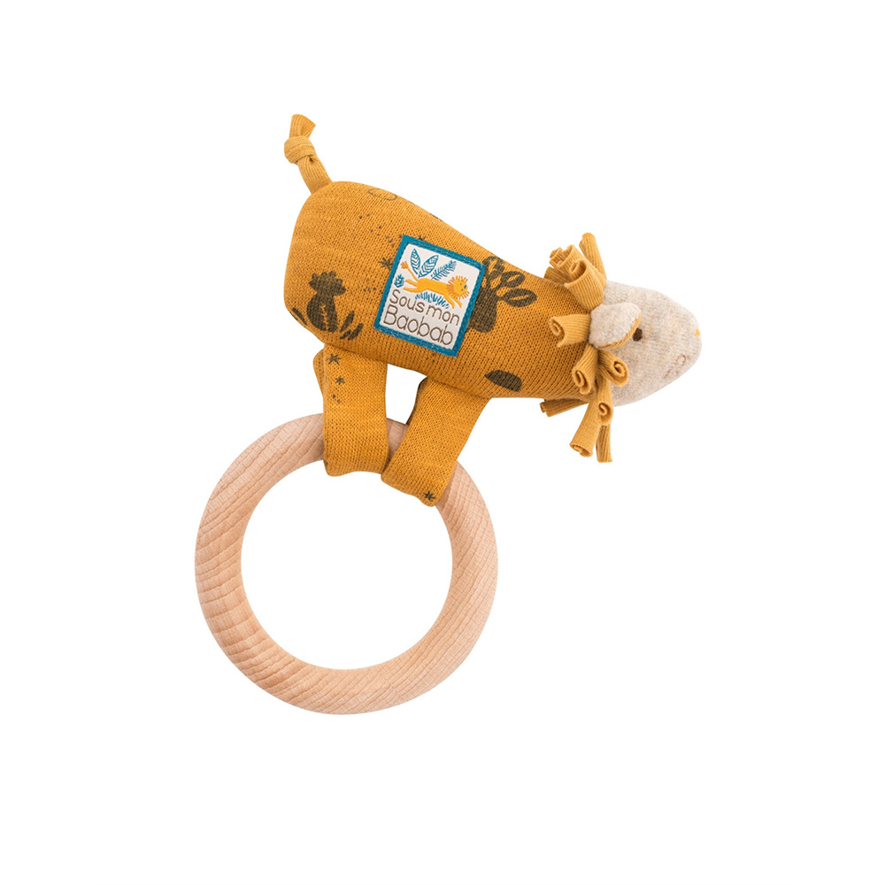 MOULIN ROTY - Anneau-hochet en bois Lion Sous mon baobab MULTICOLORE Moulin Roty