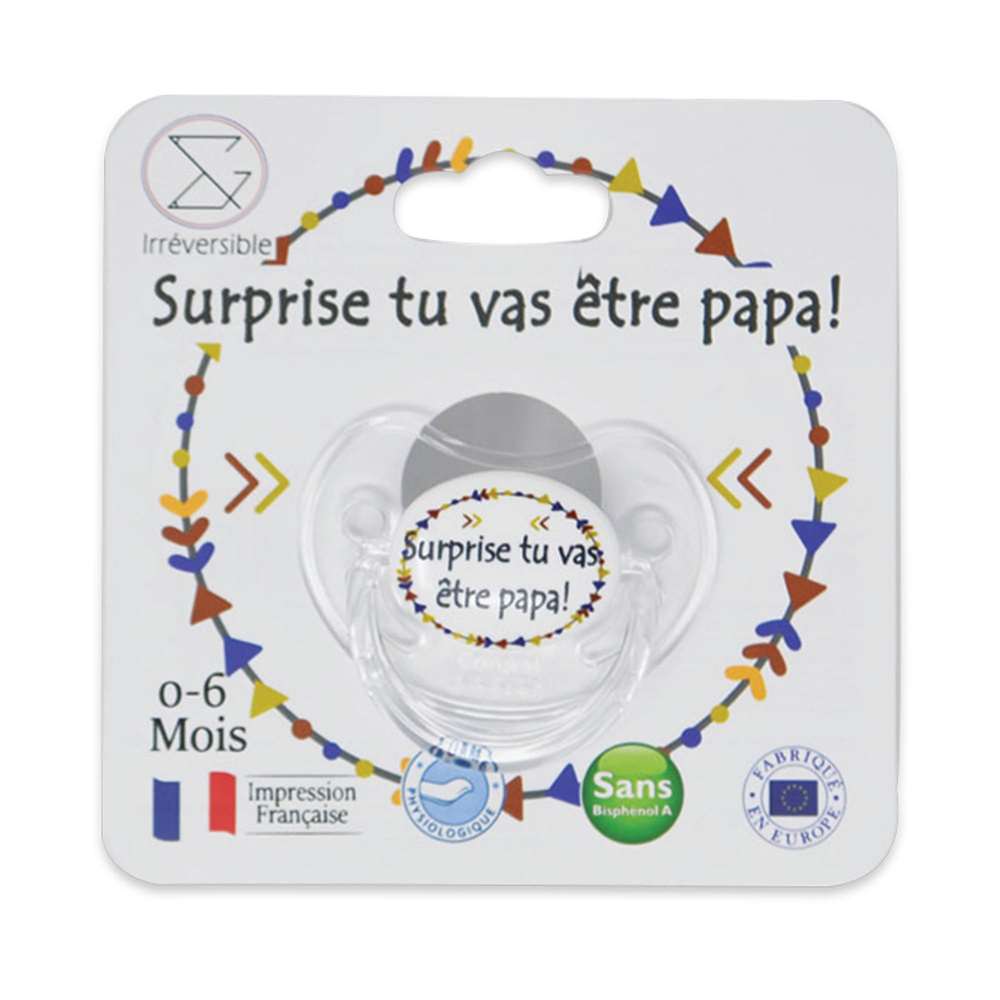 Sucette d'annonce physiologique - Surprise tu vas être PAPA ! NOIR Irréversible Bijoux