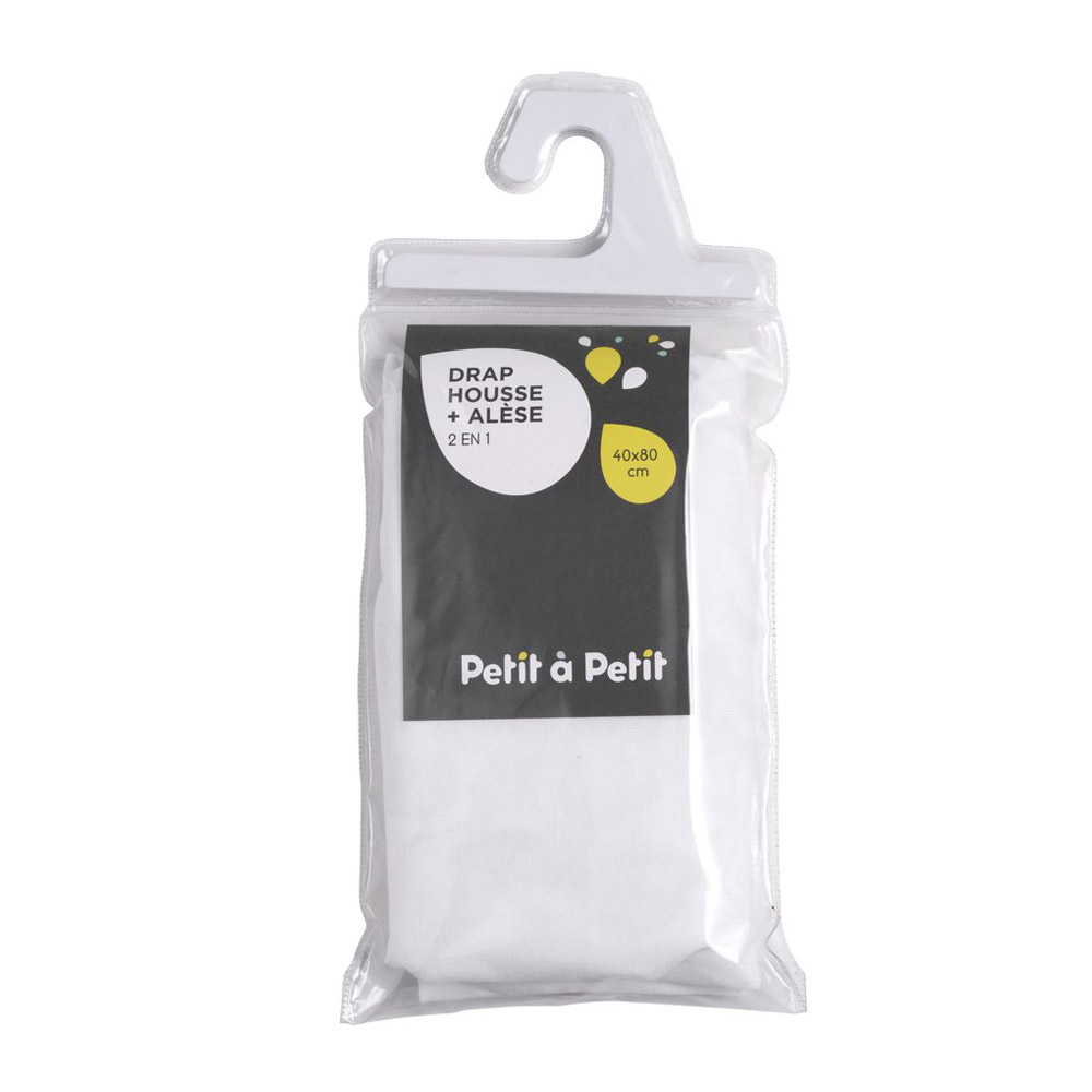Drap housse + alèse 2-en-1 BLANC Petit à petit