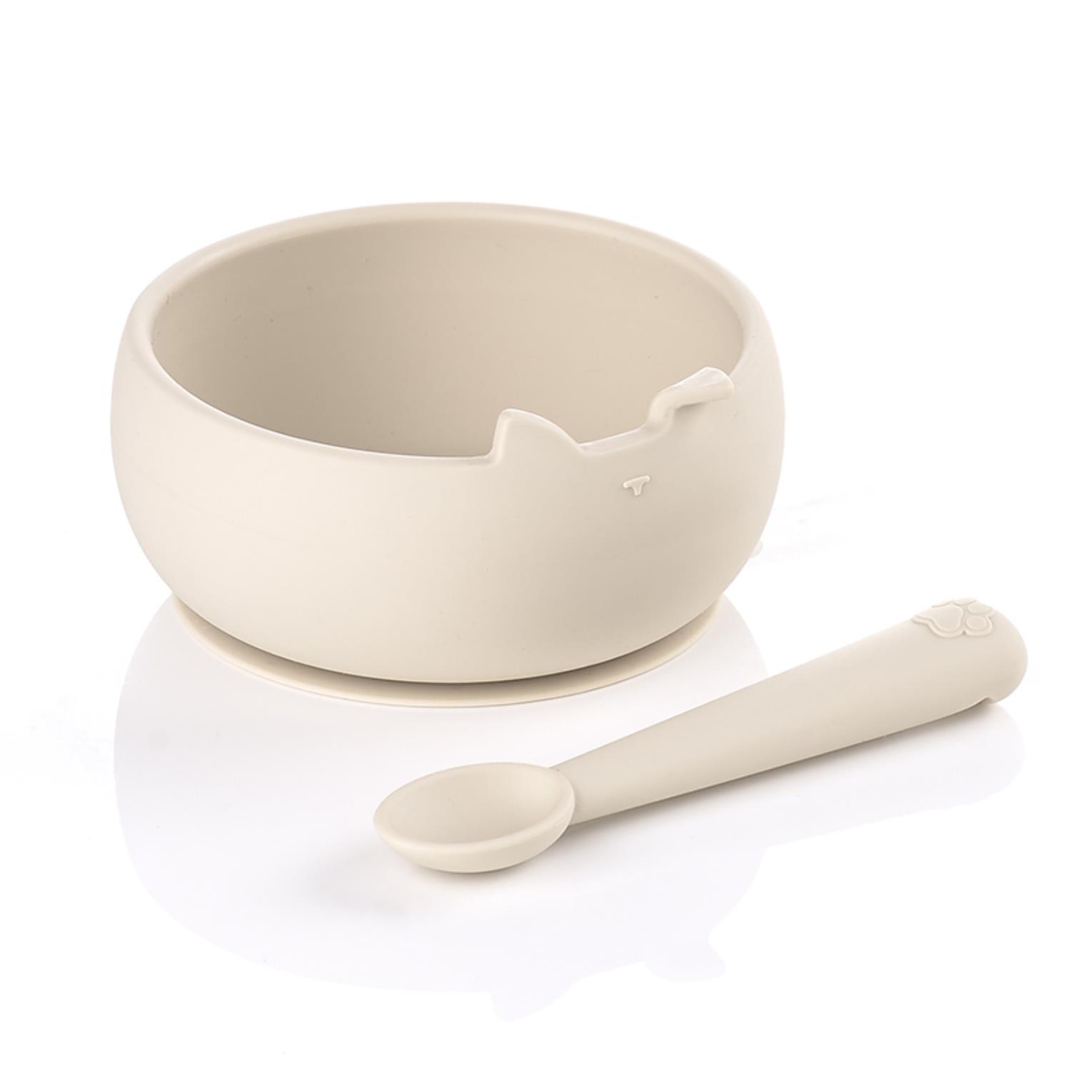 Jané - Set bol et cuillère en silicone  BEIGE Jané