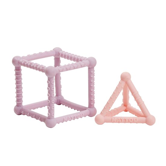 Nattou Set Cube/triangle silicone Lilas/Rose 