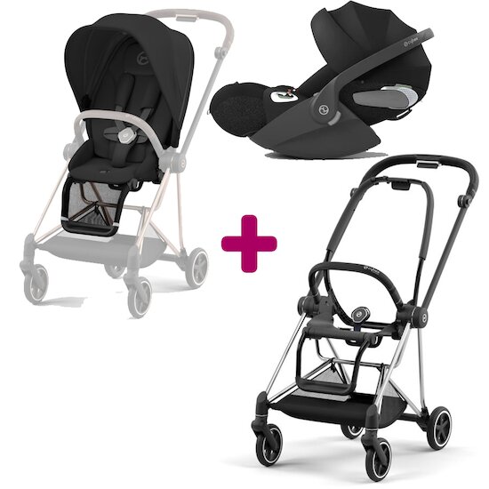 Cybex Pack duo Châssis poussette Mios chrome black +Siège + Cloud T i-size Sépia Black  